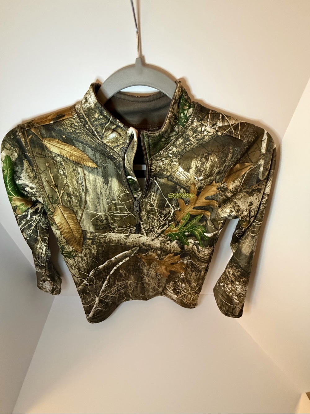 Magellan Outdoors Kids Camo Quarter-Zip Pullover - Green/Brown/Tan